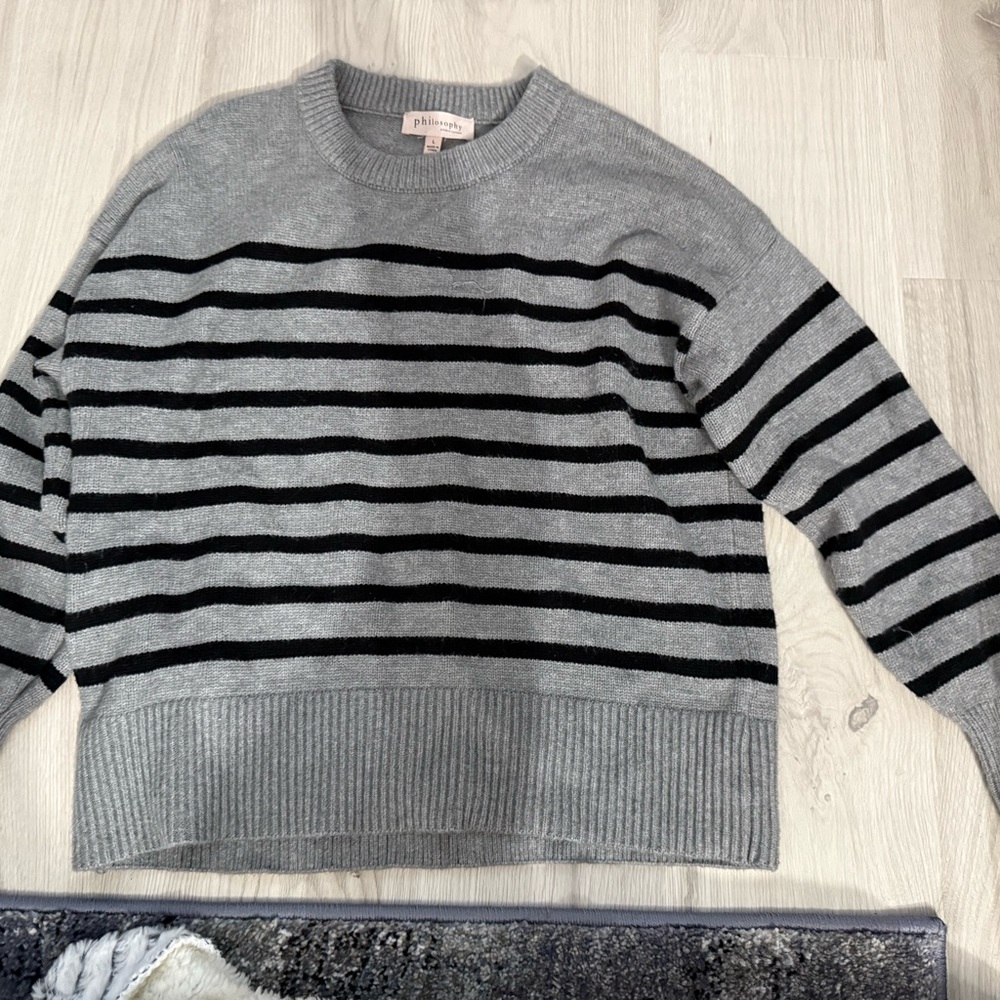 Philosophy Gray and Black Crew Neck Sweater